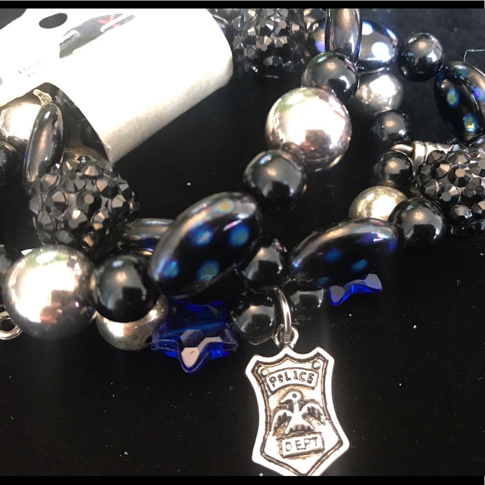 Police support blue and black bracelet